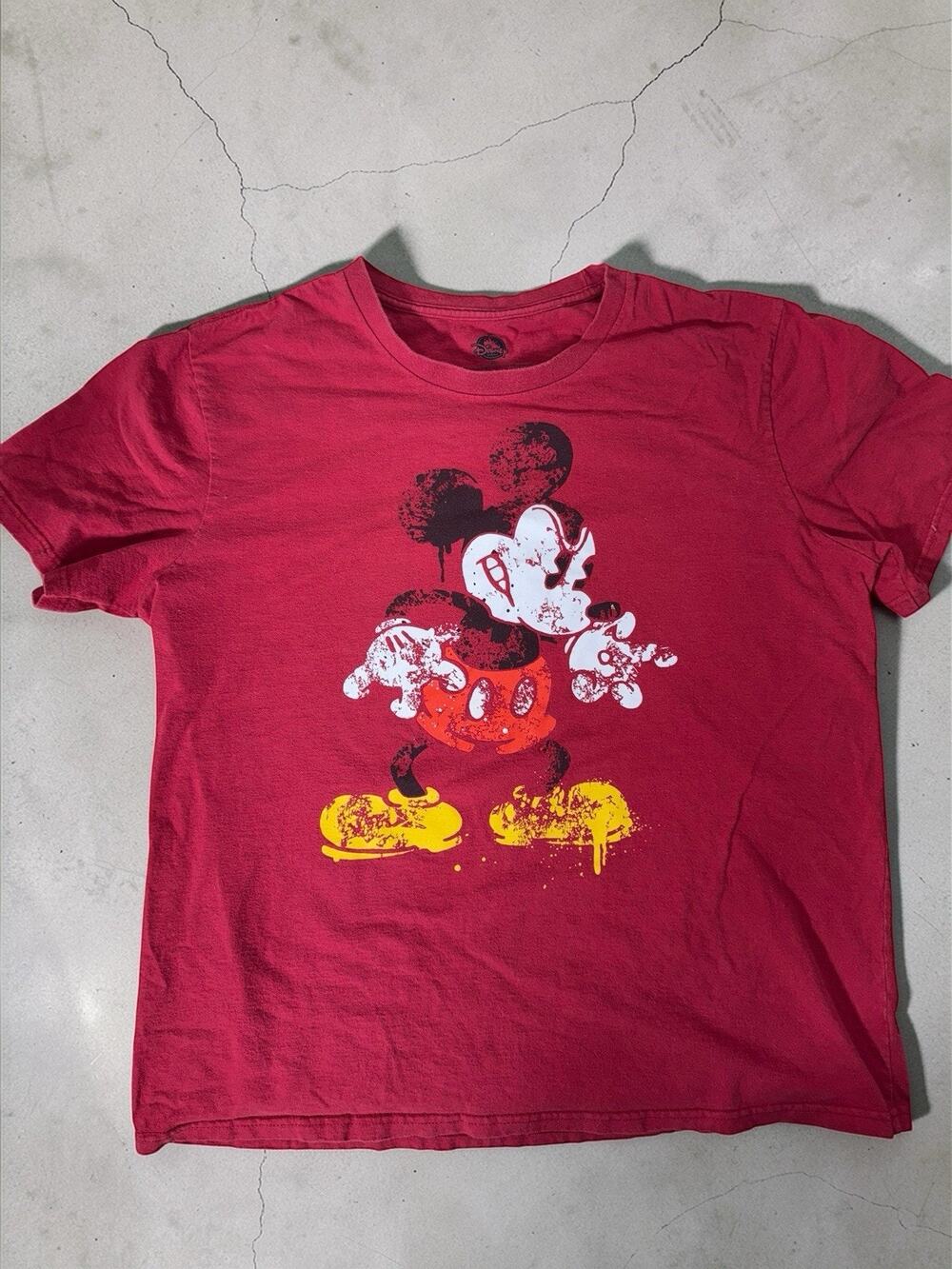 Men's Angry Mickey Mouse Red Disney Tee Shirt Size XL